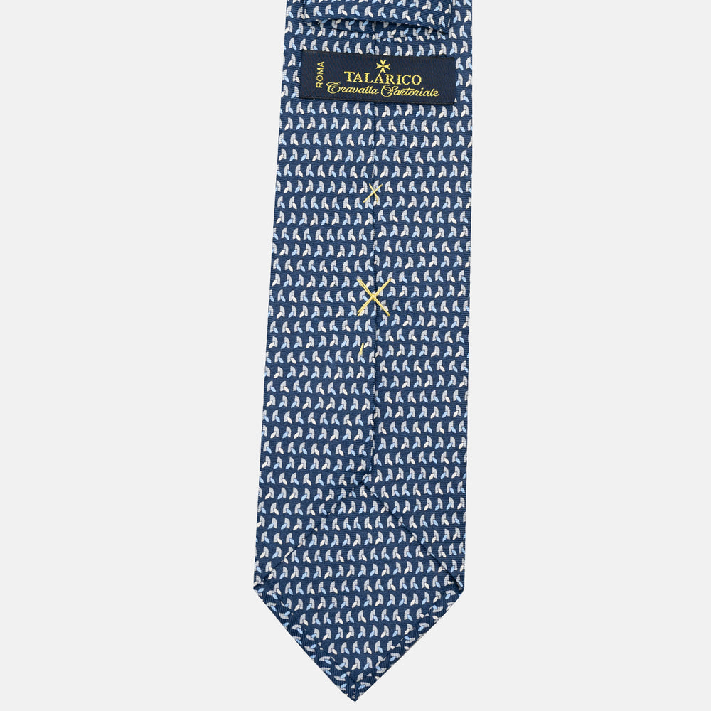 Cravatta 3 pieghe in Seta, Micro Fantasia, Blu Grigio - JC057245-7