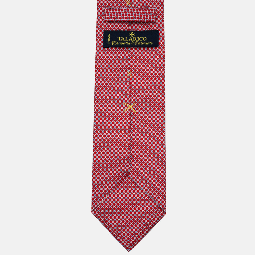 Cravatta 3 pieghe in Seta, Fantasia Concatenata, Rosso - JA057080-7