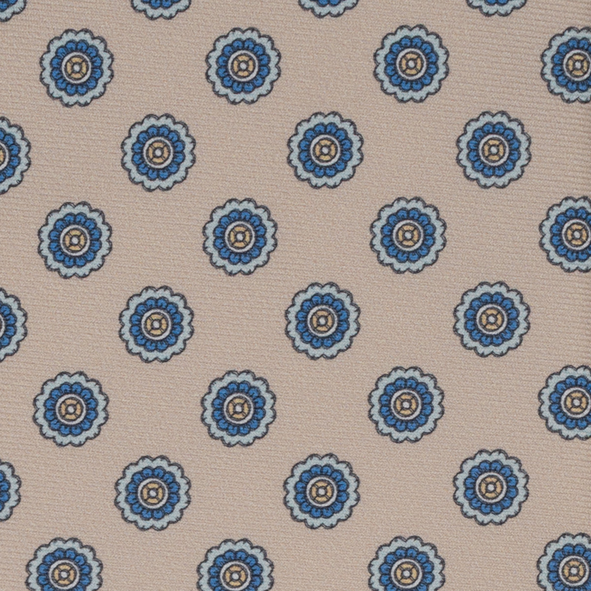 Cravatta Collezione 1999 in Seta Twill Fantasia Floreale Beige Azzurro