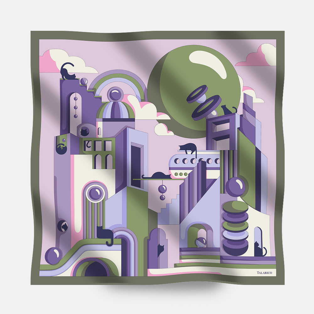 Foulard In Seta Twill 90 Ombre di Città