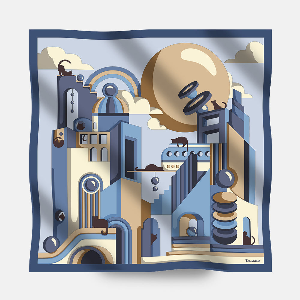 Foulard In Seta Twill 90 Ombre di Città