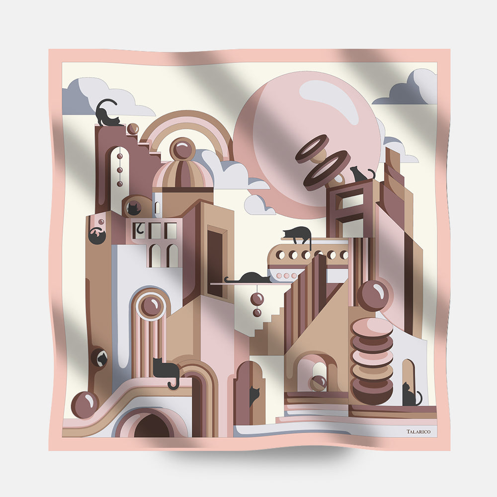 Foulard In Seta Twill 90 Ombre di Città