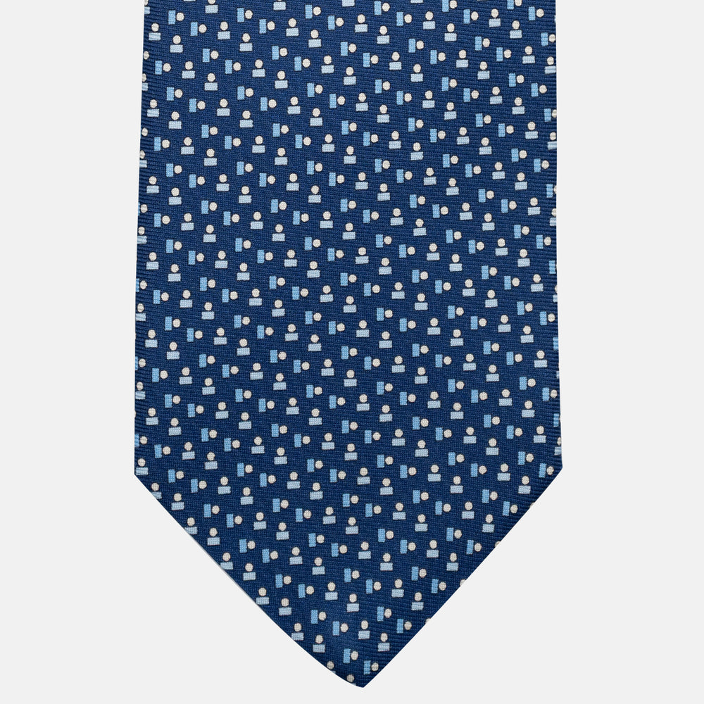 Cravatta 3 pieghe in Seta, Micro Fantasia, Blu Celeste - JC057248-8