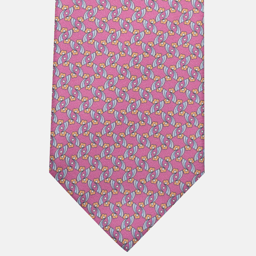 Cravatta 3 pieghe in Seta, Fantasia Floreale, Rosa - JA056337-8