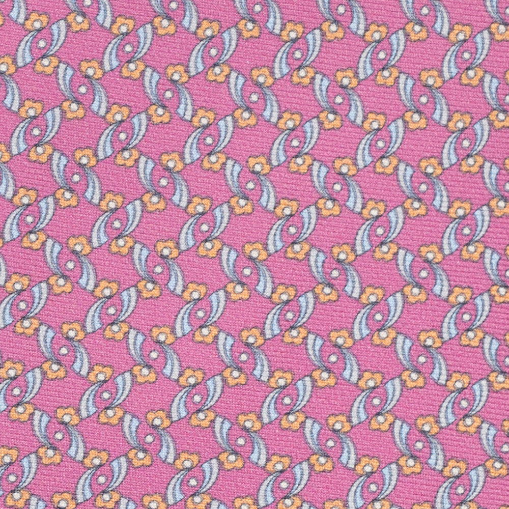 Cravatta 3 pieghe in Seta, Fantasia Floreale, Rosa - JA056337-8