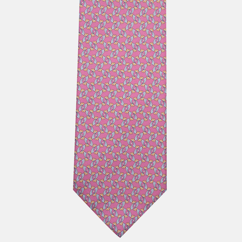 Cravatta 3 pieghe in Seta, Fantasia Floreale, Rosa - JA056337-8