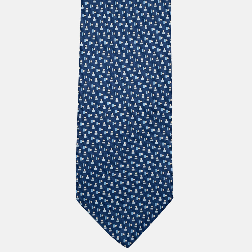 Cravatta 3 pieghe in Seta, Micro Fantasia, Blu Celeste - JC057248-8