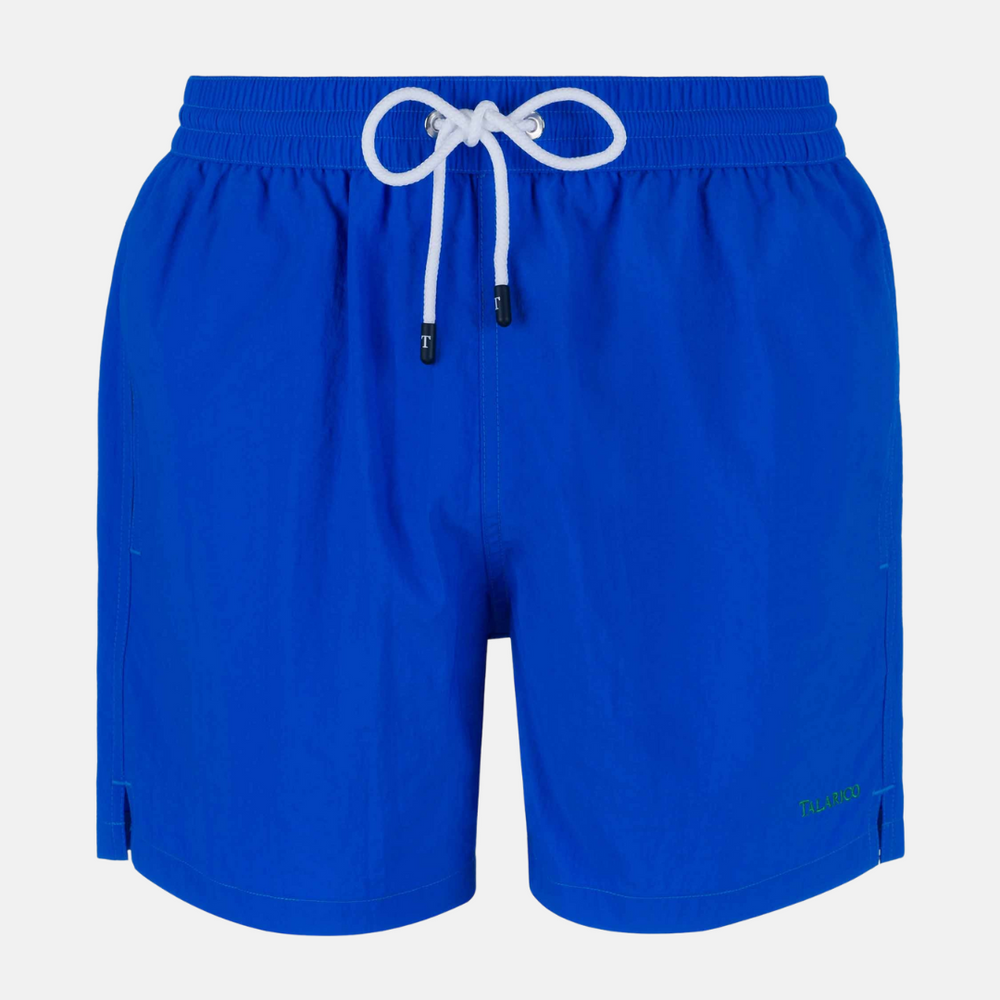 Costume Mare Talarico Tinta Unita Con Tasca Bicolore Azzurro / Verde