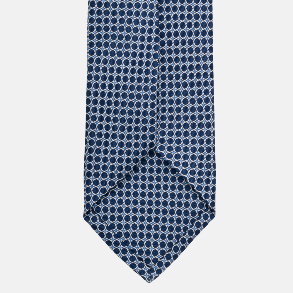 Cravatta 3 Pieghe In Seta Larghezza 7 cm Blu-M47704