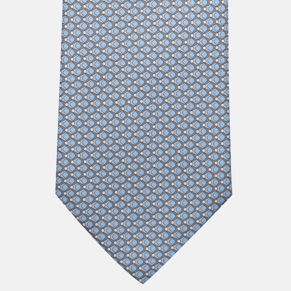 Cravatta 3 pieghe in Seta, Fantasia Geometrica, Grigio - JC056340-9