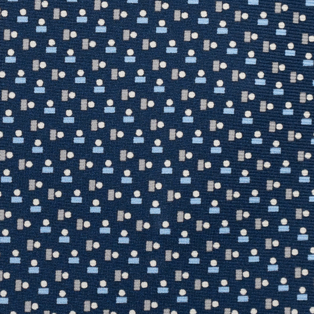 Cravatta 3 pieghe in Seta, Micro Fantasia, Blu Grigio - JC057248-9