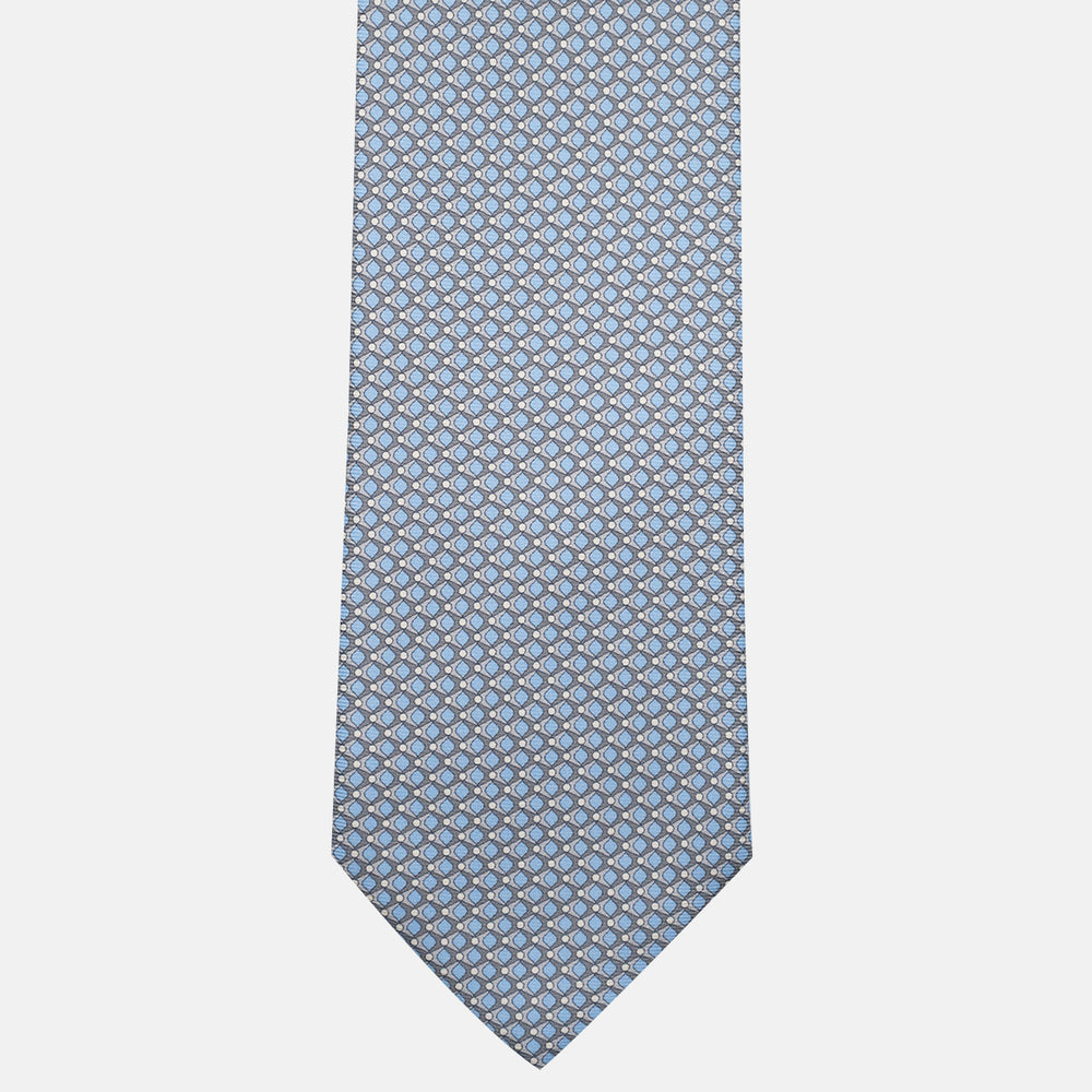 Cravatta 3 pieghe in Seta, Fantasia Geometrica, Grigio - JC056340-9