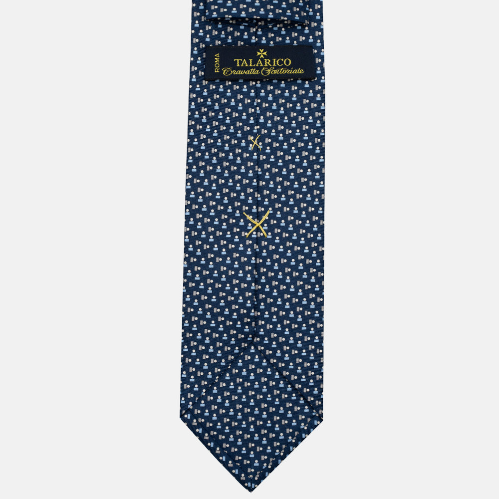 Cravatta 3 pieghe in Seta, Micro Fantasia, Blu Grigio - JC057248-9