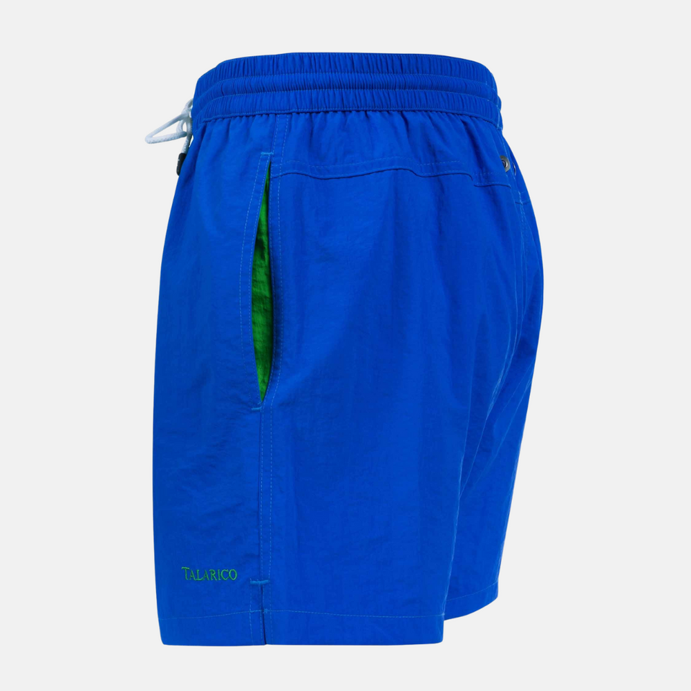 Costume Mare Talarico Tinta Unita Con Tasca Bicolore Azzurro / Verde