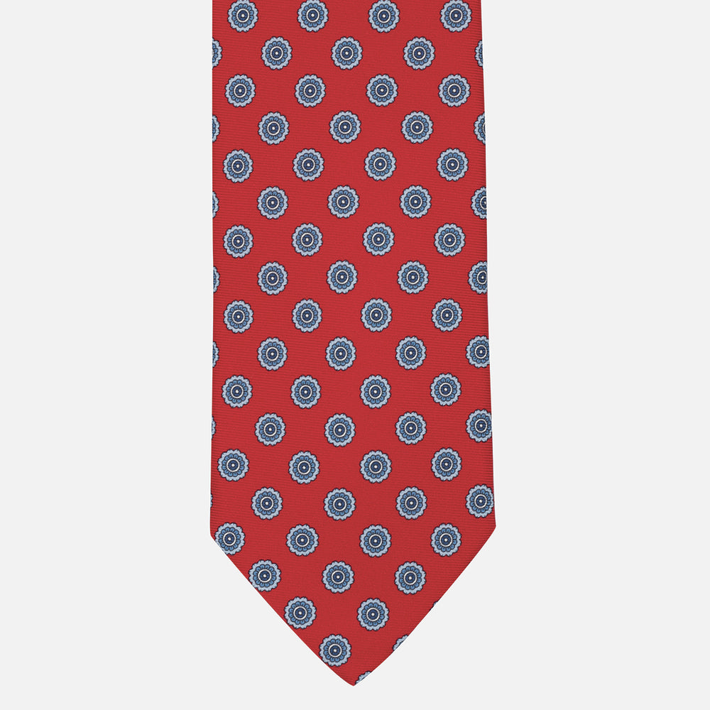 1999 Collection Tie in Heavy Silk Blue Geometric Pattern