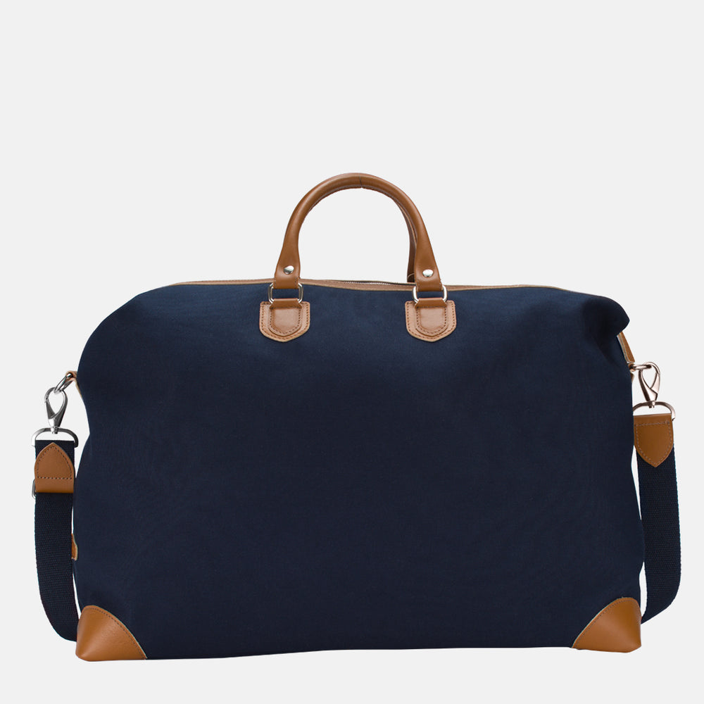 Borsone In Canvas Venezia Blu Con Manici e Dettagli In Pelle Bovina