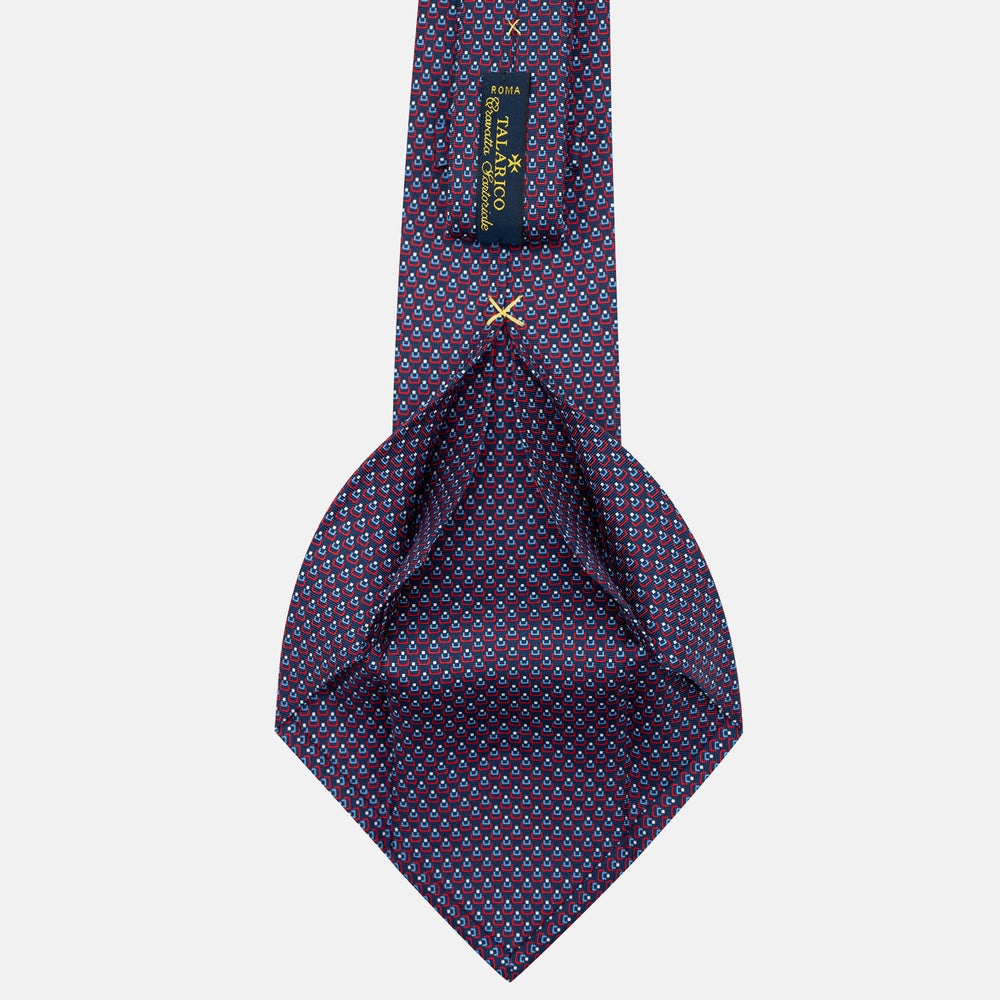 Cravatta 5 pieghe in seta Micro Fantasia Blu Rosso - DSC_4156