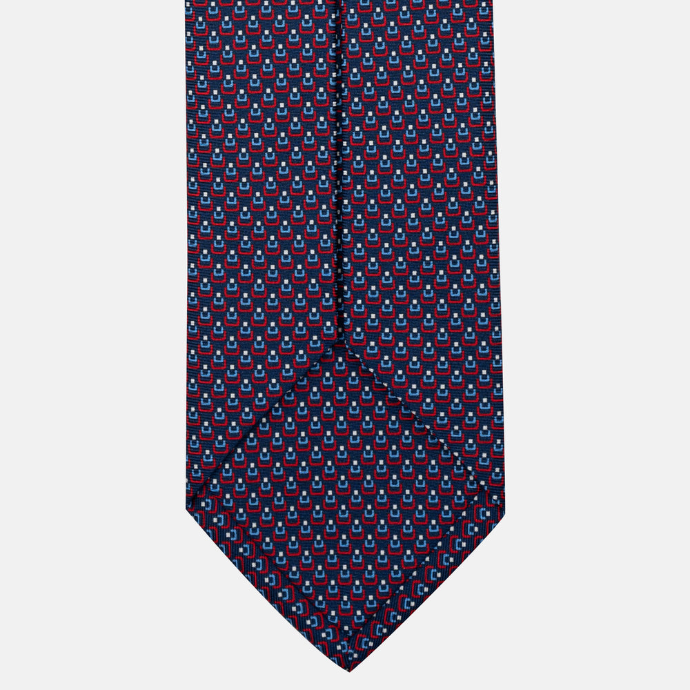 Cravatta 5 pieghe in seta Micro Fantasia Blu Rosso - DSC_4156