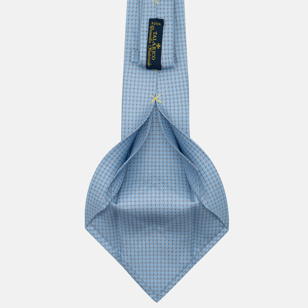 Cravatta 5 pieghe in seta Fantasia Geometrica Celeste - DSC_4159