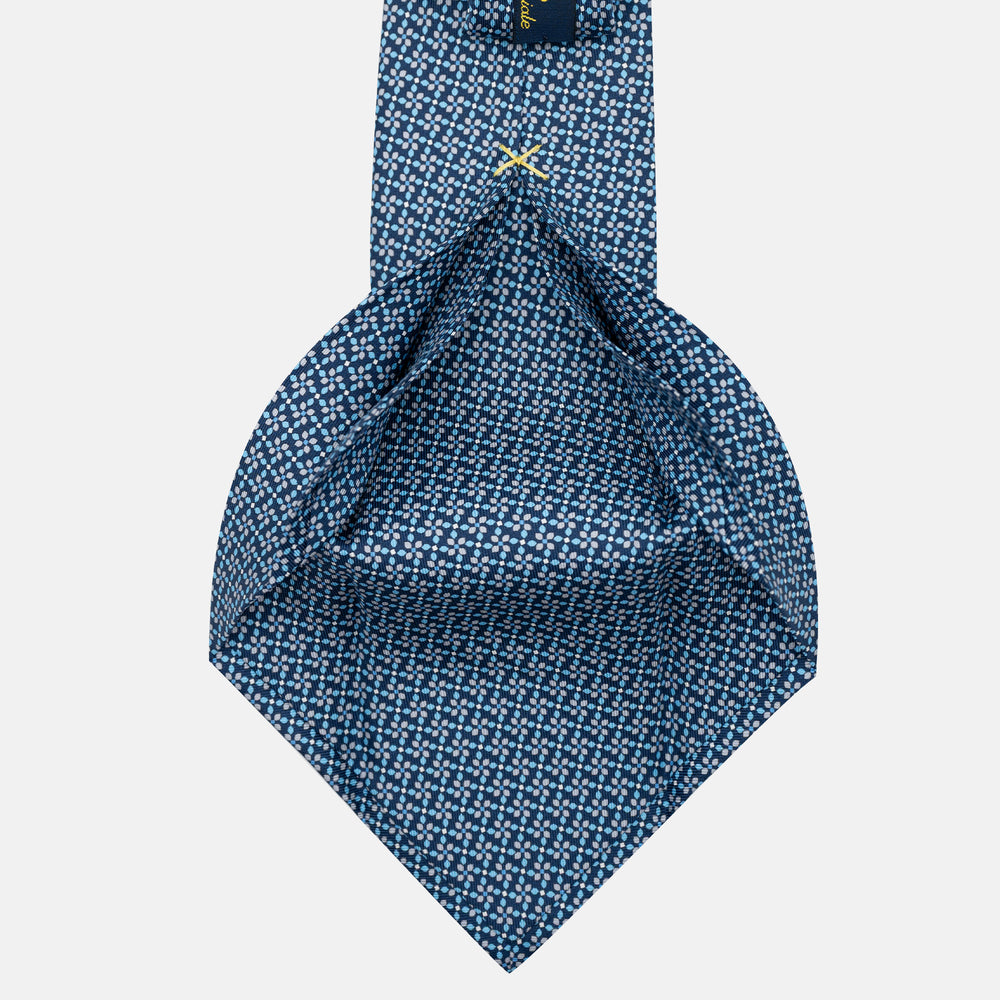 Cravatta 5 pieghe in seta Fantasia Floreale Blu Grigio - DSC_4165