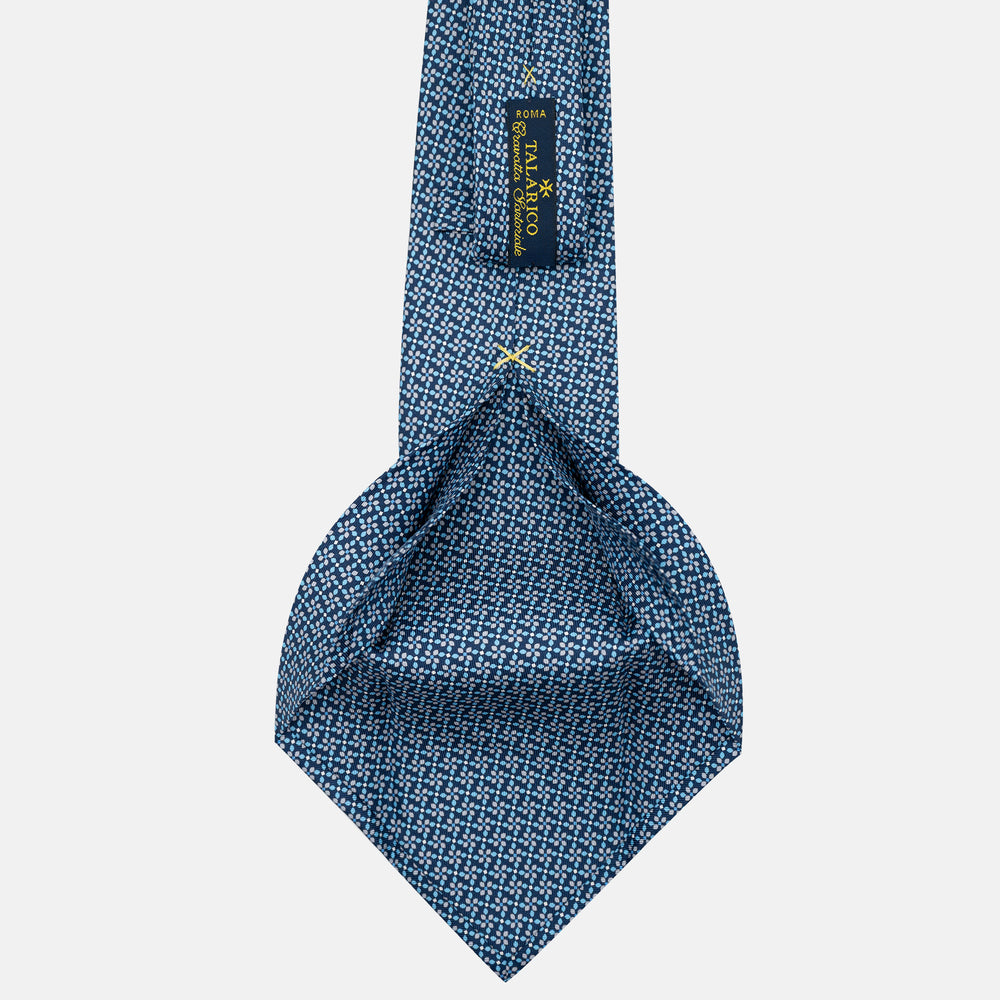 Cravatta 5 pieghe in seta Fantasia Floreale Blu Grigio - DSC_4165