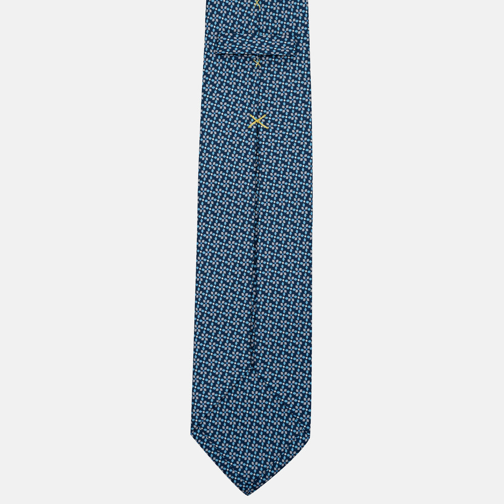 Cravatta 5 pieghe in seta Fantasia Floreale Blu Grigio - DSC_4165