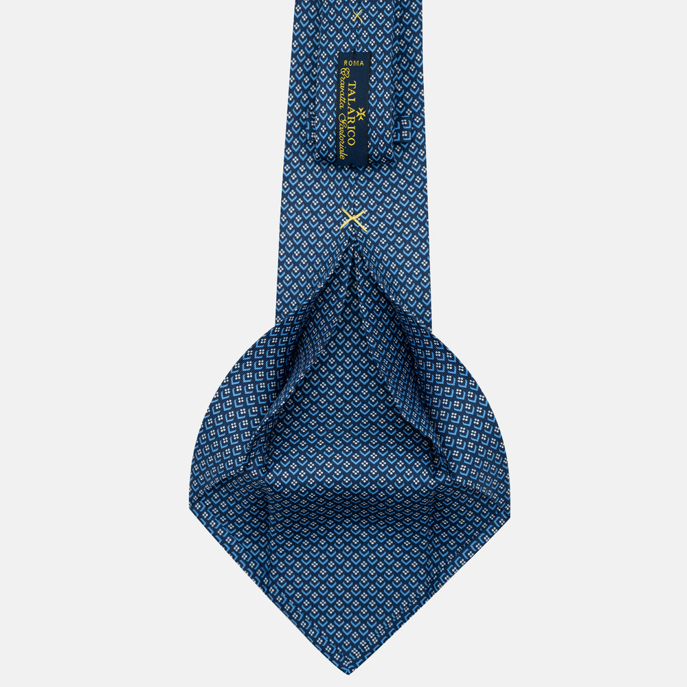 Cravatta 5 pieghe in seta Fantasia Floreale Blu Celeste - DSC_4171