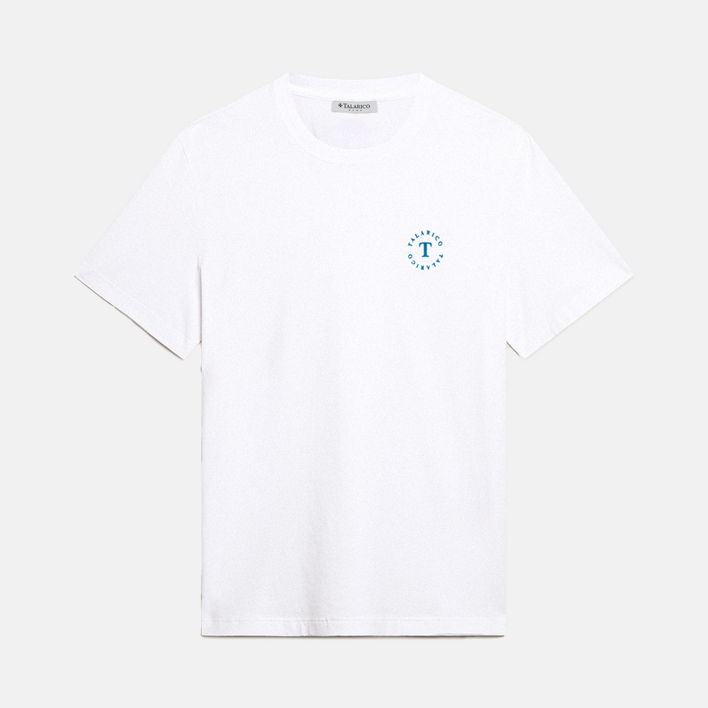T SHIRT TALARICO IN COTONE BIANCA CON LOGO PISCINA