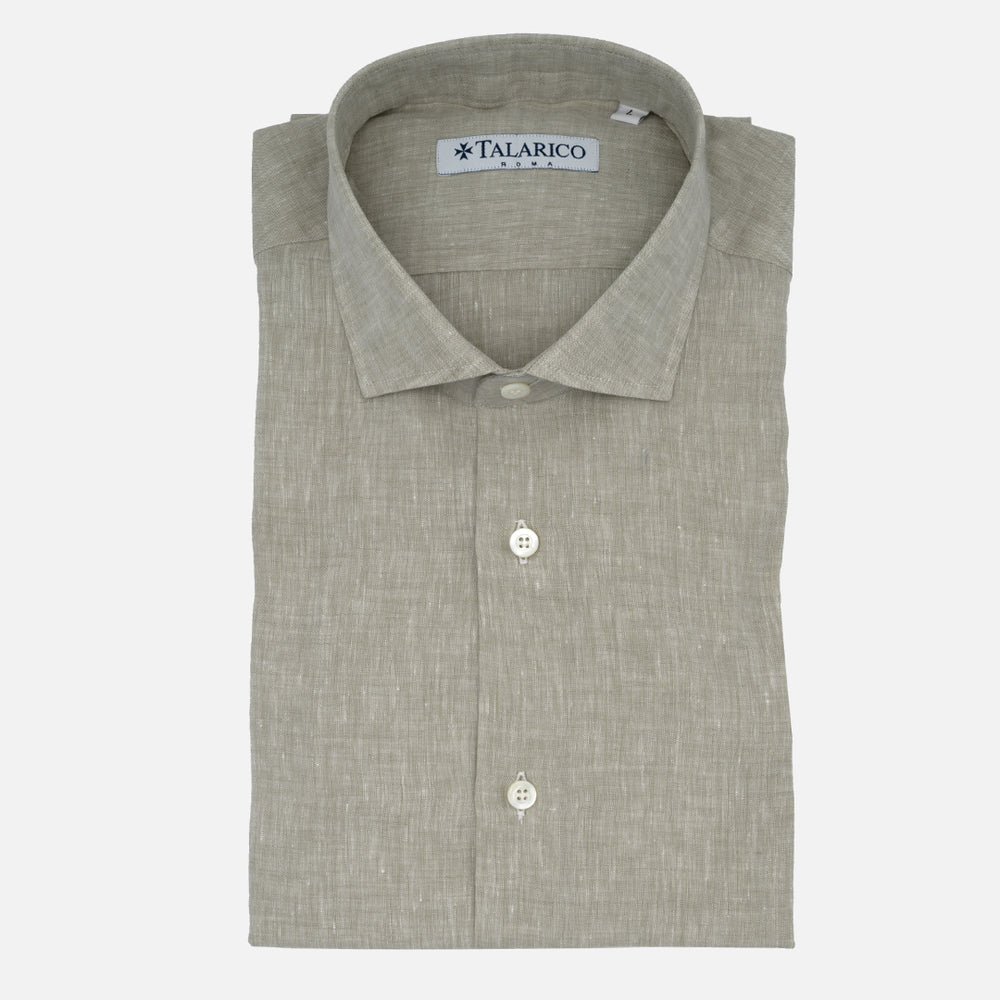 Camicia In Lino Collo alla Francese Grigio