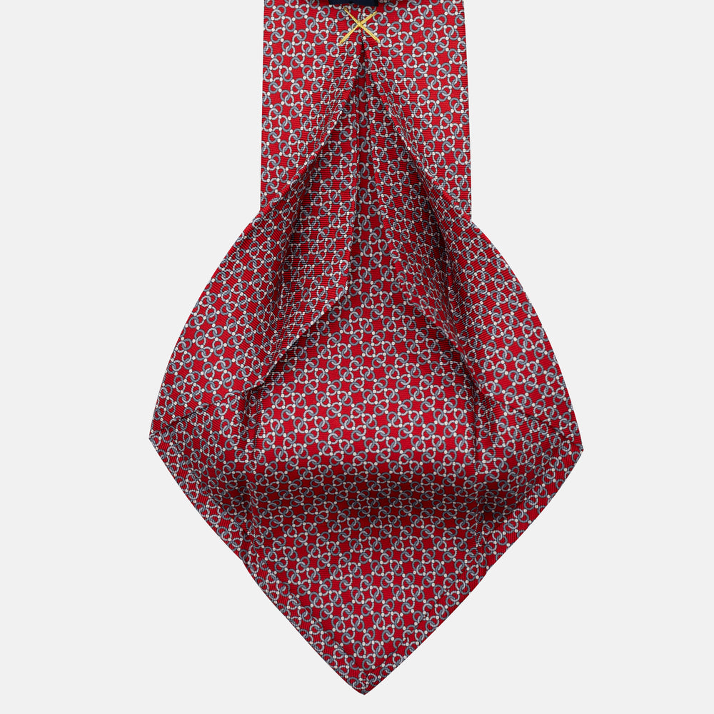 Cravatta 5 pieghe in seta Fantasia Concatenata Rosso - JA055937-4