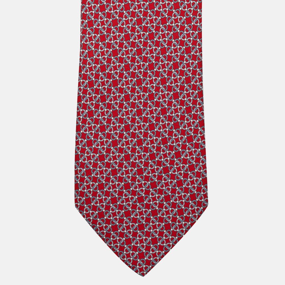 Cravatta 5 pieghe in seta Fantasia Concatenata Rosso - JA055937-4