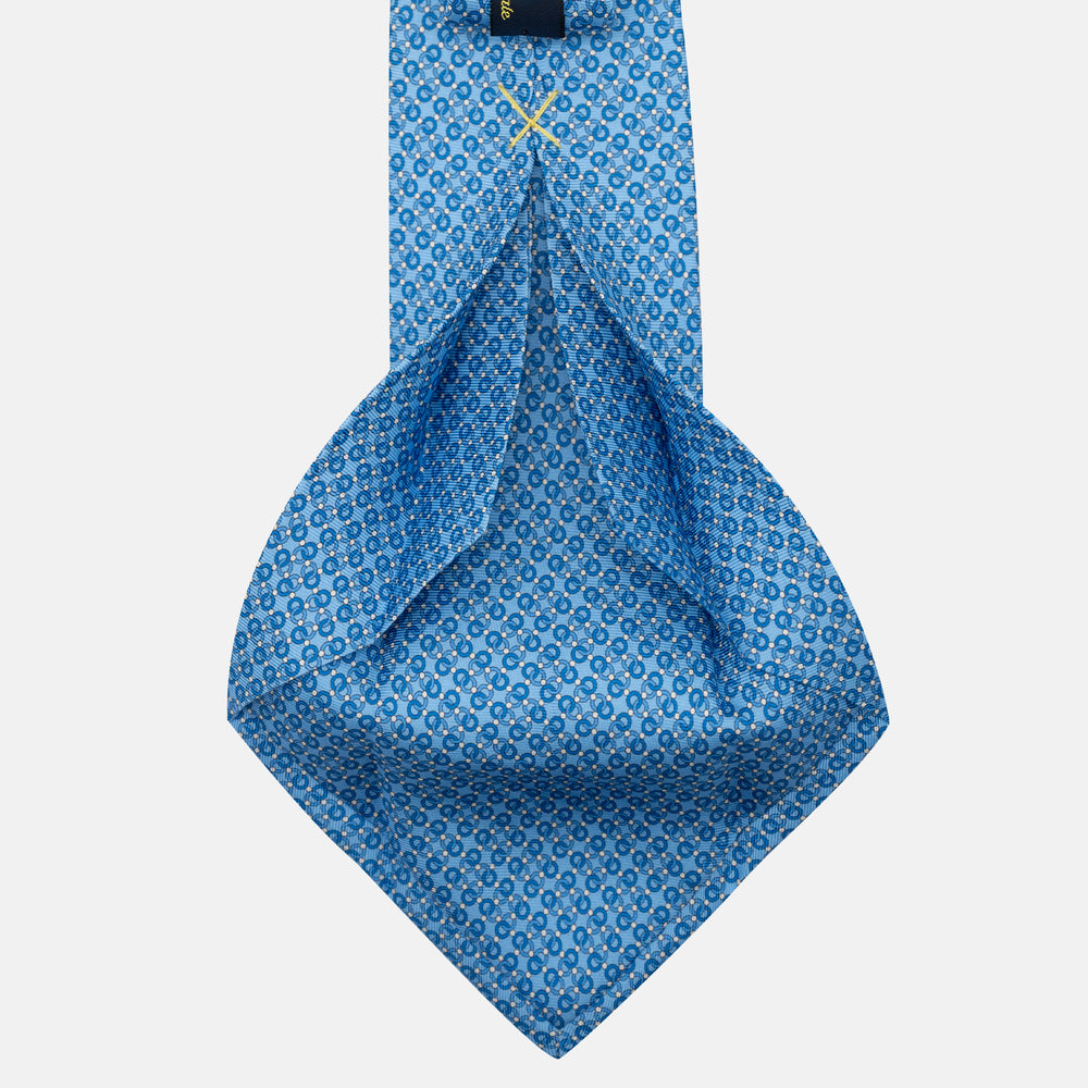 Cravatta 5 pieghe in seta Fantasia Concatenata Celeste - JA055937-6