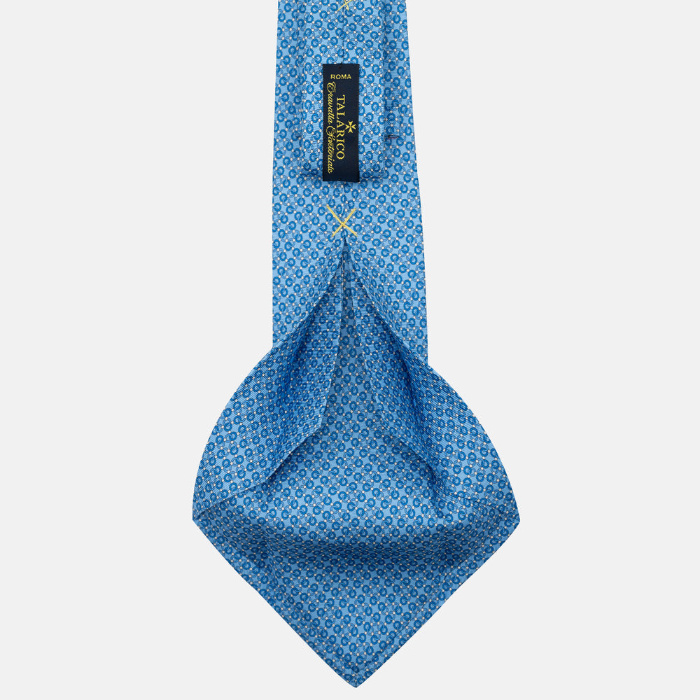 Cravatta 5 pieghe in seta Fantasia Concatenata Celeste - JA055937-6