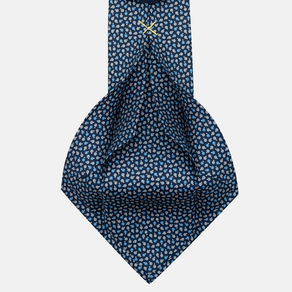 Cravatta 5 pieghe in seta Micro Fantasia Blu Grigio - JA055946-2