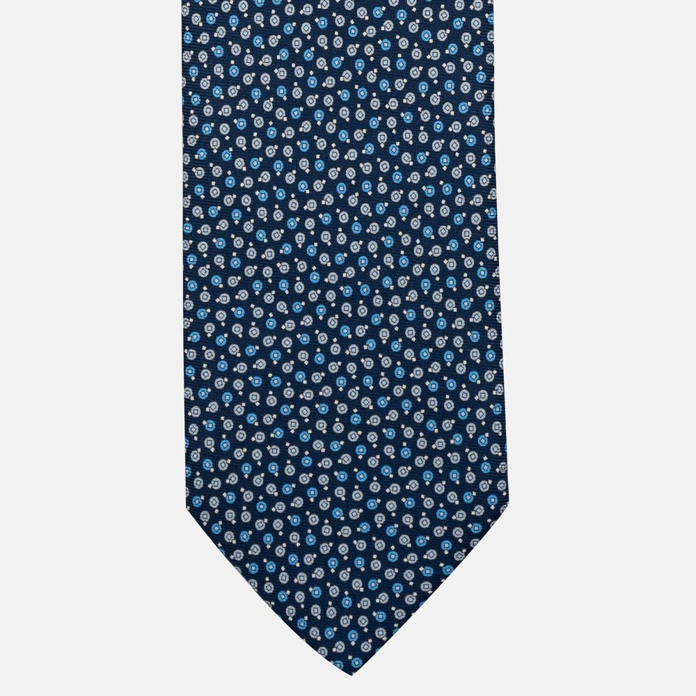 Cravatta 5 pieghe in seta Micro Fantasia Blu Grigio - JA055946-2