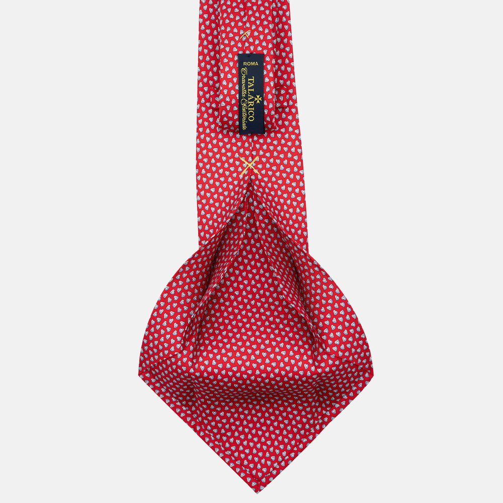 Cravatta 5 pieghe in seta Micro Fantasia Rosso - JA056125-4