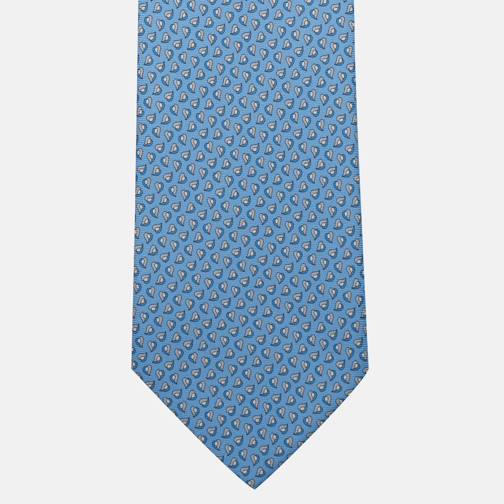 Cravatta 5 pieghe in seta Micro Fantasia Celeste - JA056125-7