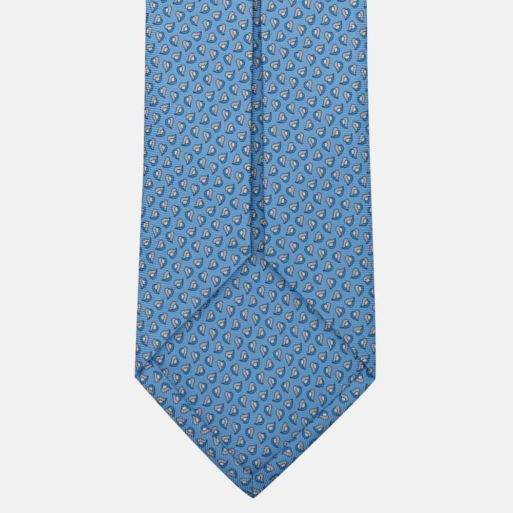 Cravatta 5 pieghe in seta Micro Fantasia Celeste - JA056125-7