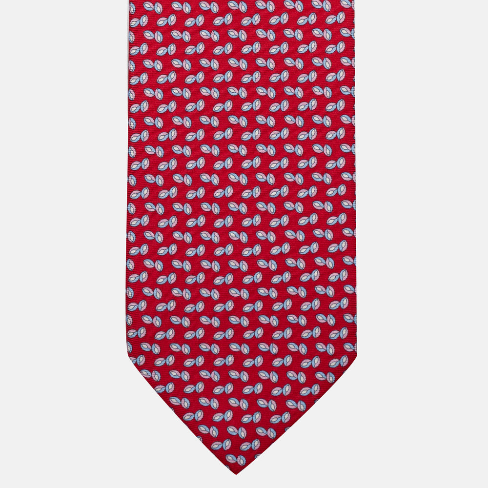 Cravatta 5 pieghe in seta Micro Fantasia Rosso Rosa - JA056126-9