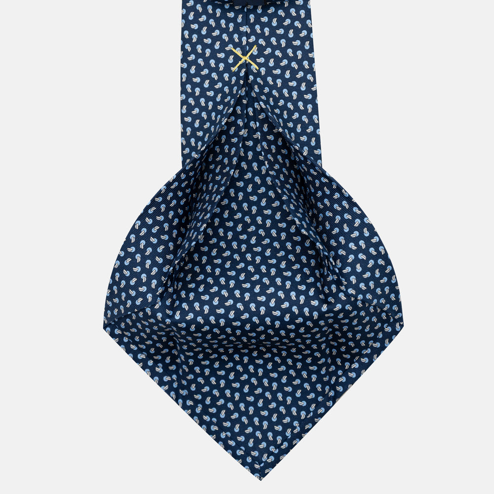 Cravatta 5 pieghe in seta Micro Fantasia Blu Celeste - JA056129-15