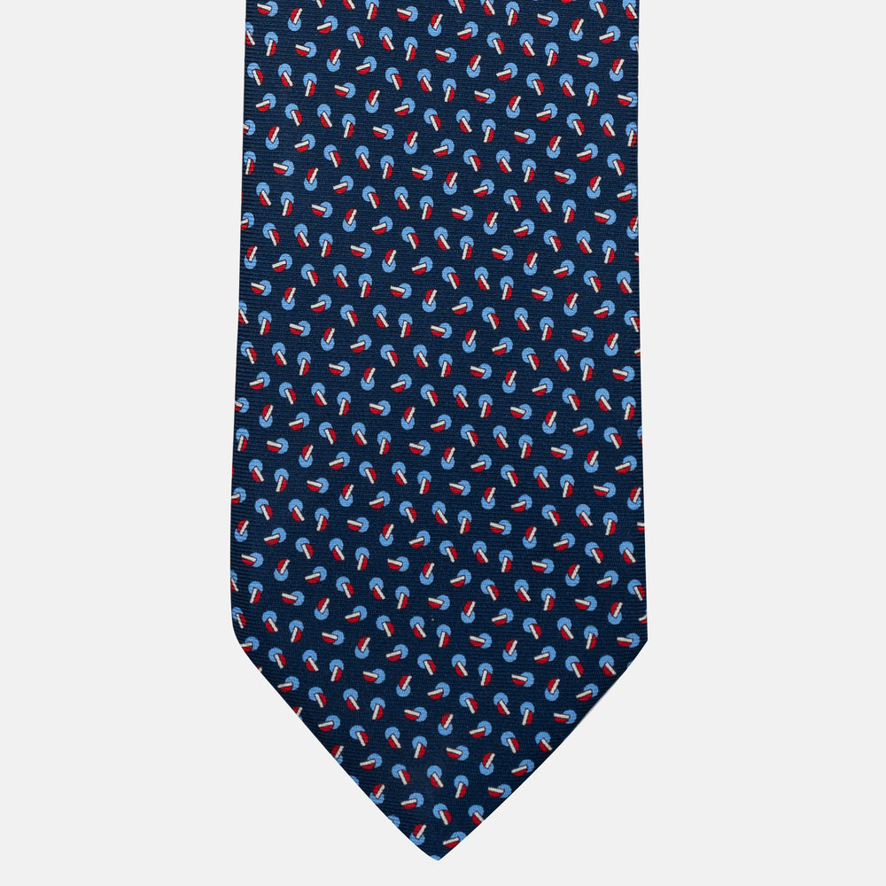 Cravatta 5 pieghe in seta Micro Fantasia Blu Rosso - JA056129-1