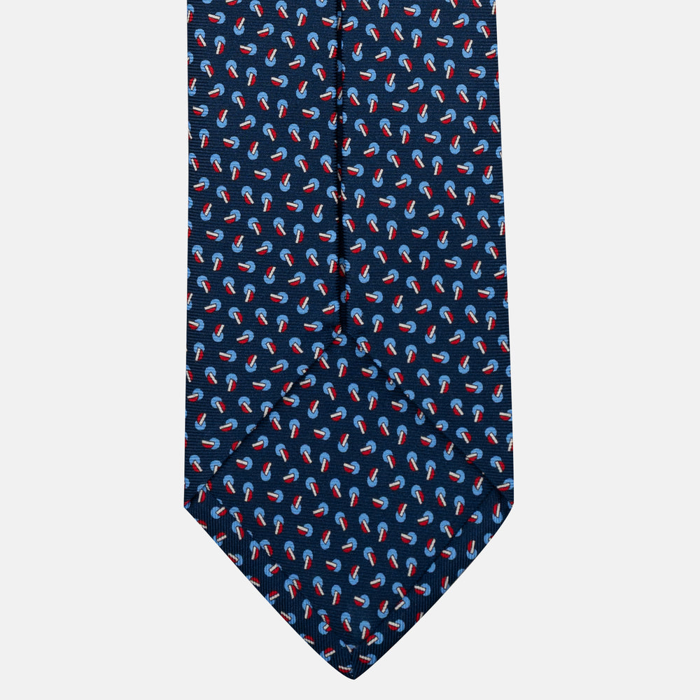 Cravatta 5 pieghe in seta Micro Fantasia Blu Rosso - JA056129-1