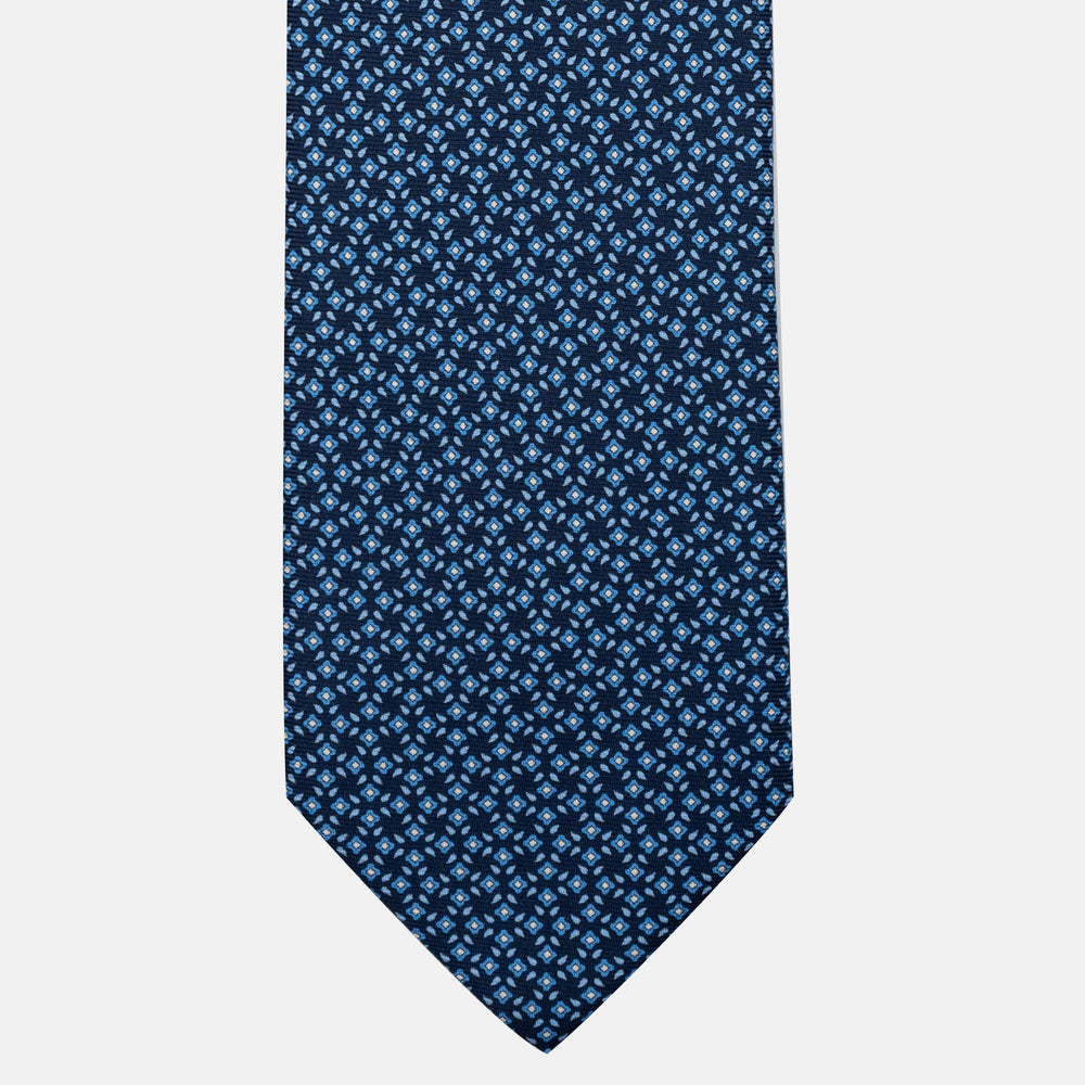 Cravatta 5 pieghe in seta Fantasia Floreale Blu Celeste - JA056130-1