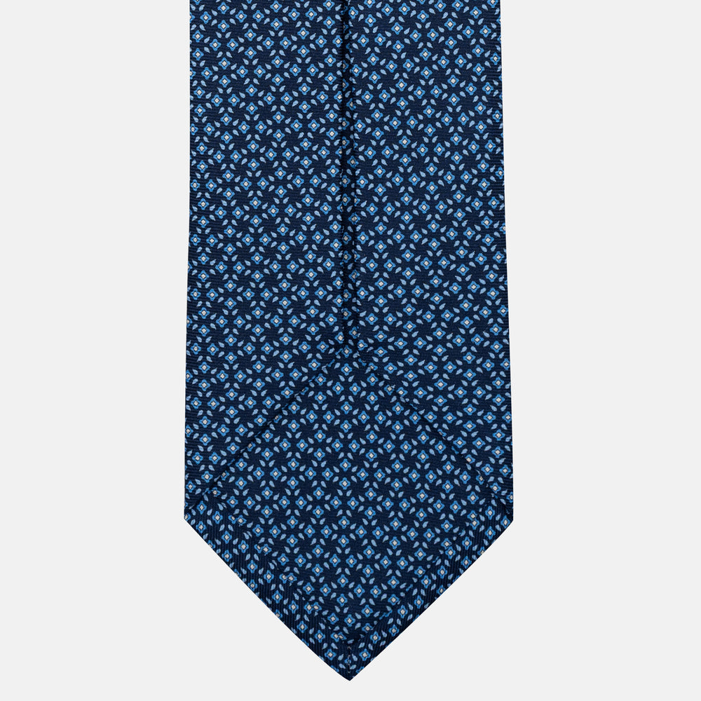 Cravatta 5 pieghe in seta Fantasia Floreale Blu Celeste - JA056130-1