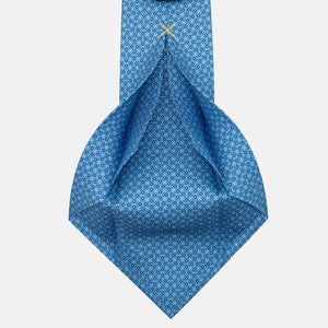 Cravatta 5 pieghe in seta Fantasia Floreale Celeste - JA056130-6