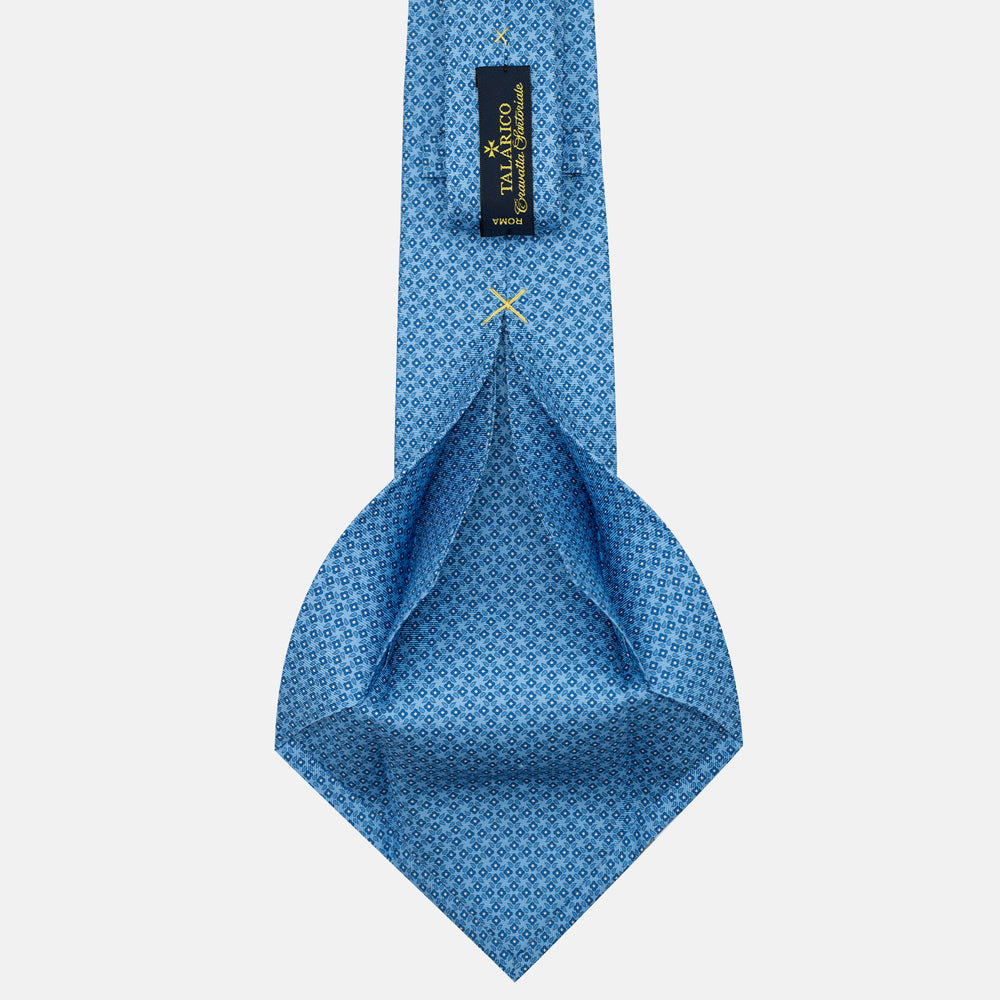 Cravatta 5 pieghe in seta Fantasia Floreale Celeste - JA056130-6