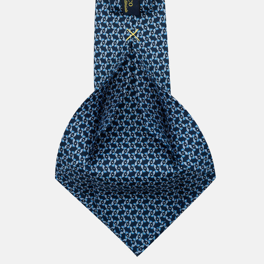 Cravatta 5 pieghe in seta Fantasia Floreale Blu Celeste - JA056337-13