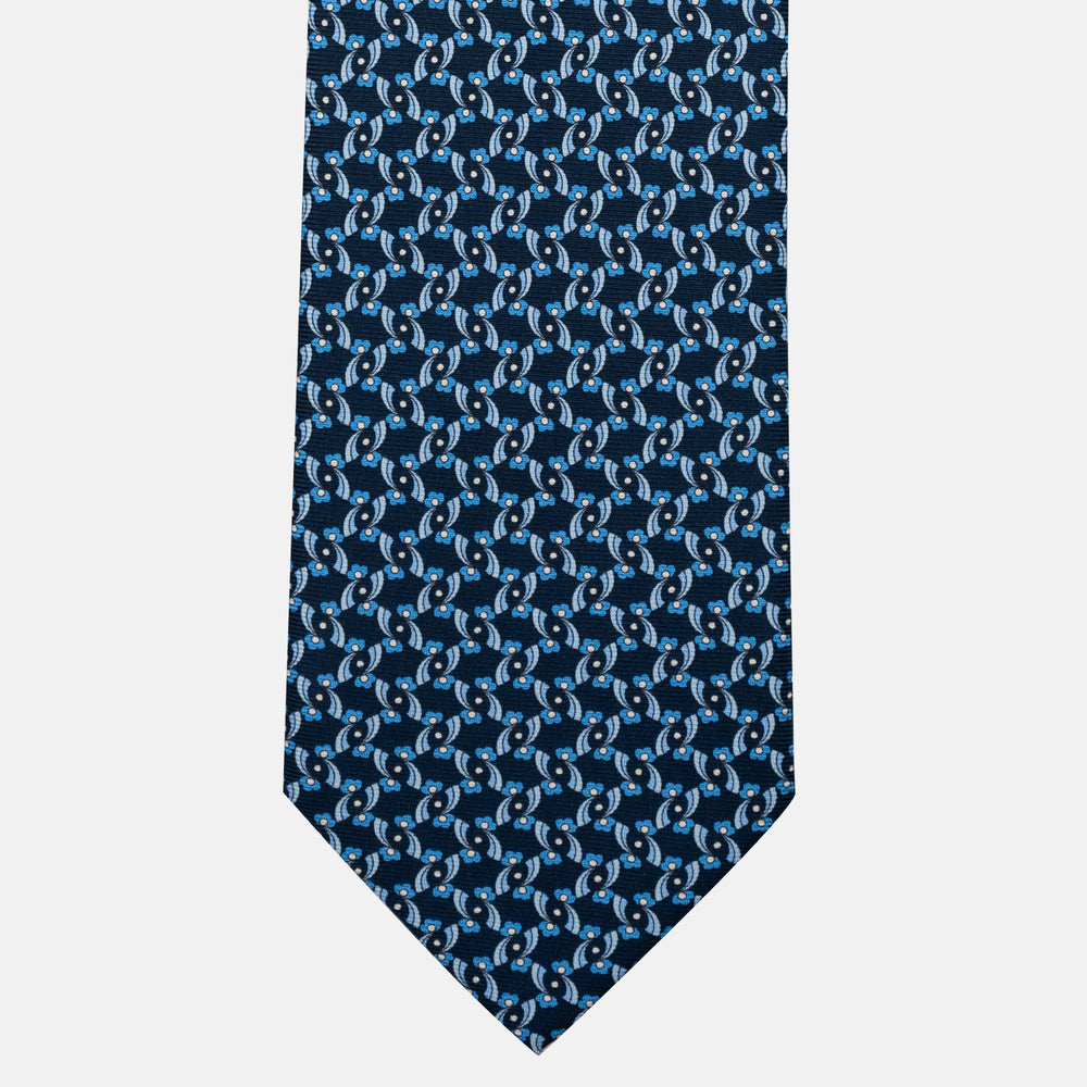 Cravatta 5 pieghe in seta Fantasia Floreale Blu Celeste - JA056337-13