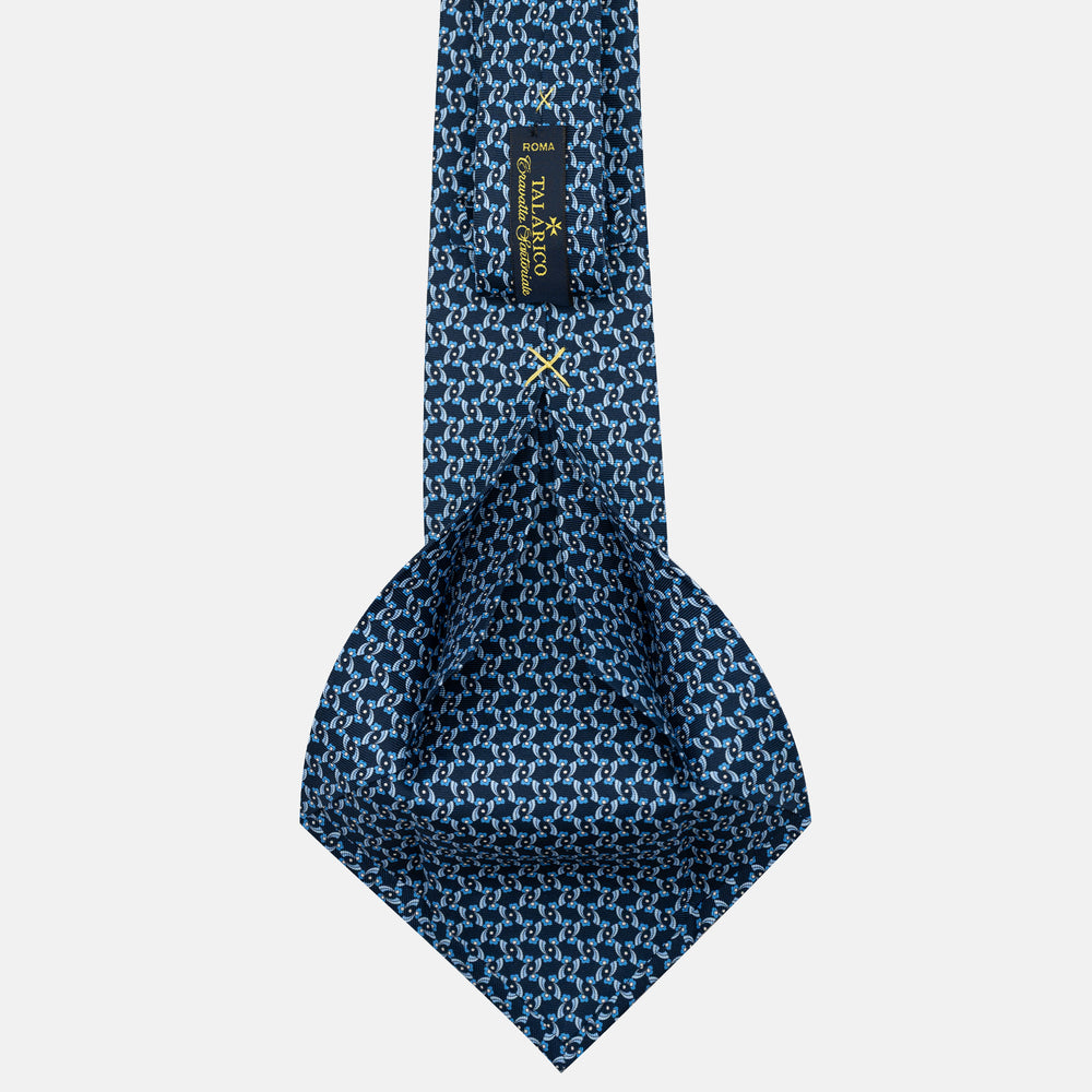 Cravatta 5 pieghe in seta Fantasia Floreale Blu Celeste - JA056337-13