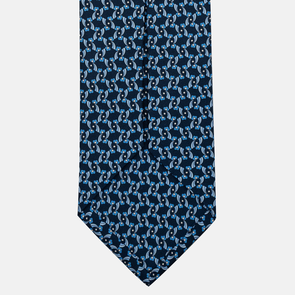 Cravatta 5 pieghe in seta Fantasia Floreale Blu Celeste - JA056337-13